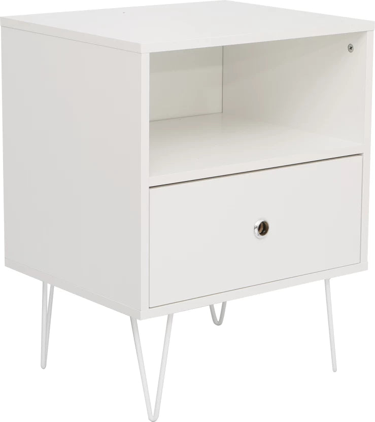 LuxeEdge White Bedside Pedestal